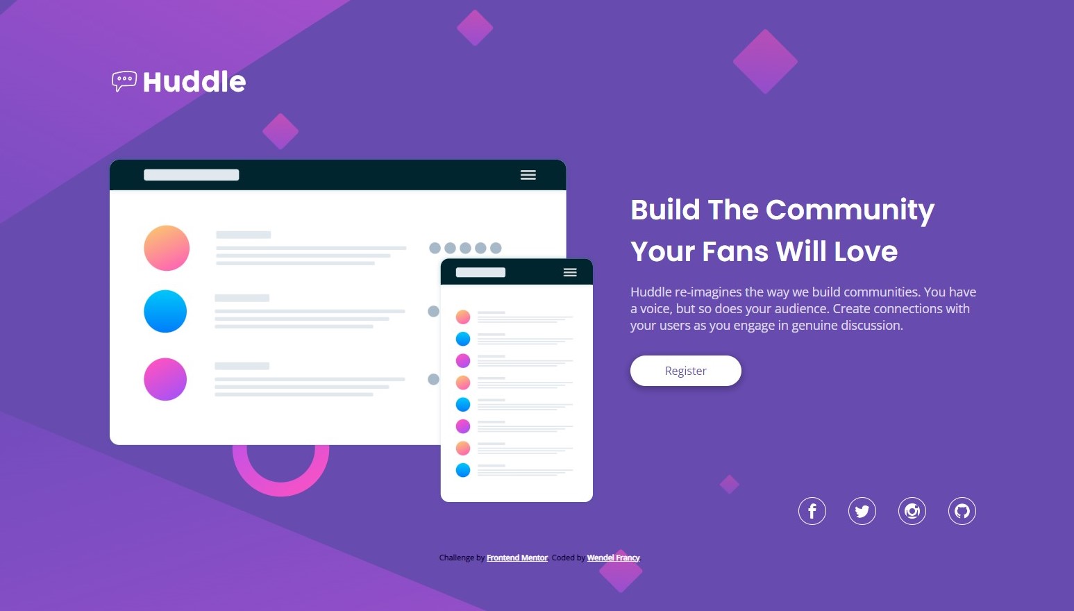 Foto Huddle landing page